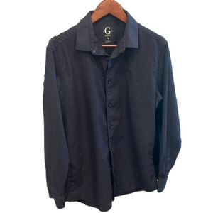 Grafton L slim fit long sleeve  purple/blue/black print shirt